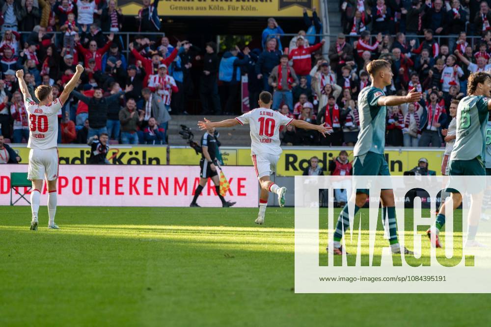 Said El-Mala, Mittelfeld, (1.FC Koeln 10), beim Jubel nach dem 2:1, 1. FC Koeln vs. Borussia Moenchengladbach, Fussball, 1. Bundesliga, 5. Spieltag, 11.10.2026 DFB DFL regulations prohibit any use of photographs as image sequences and or quasi-video Koeln Nordrhein-Westfalen Deutschland