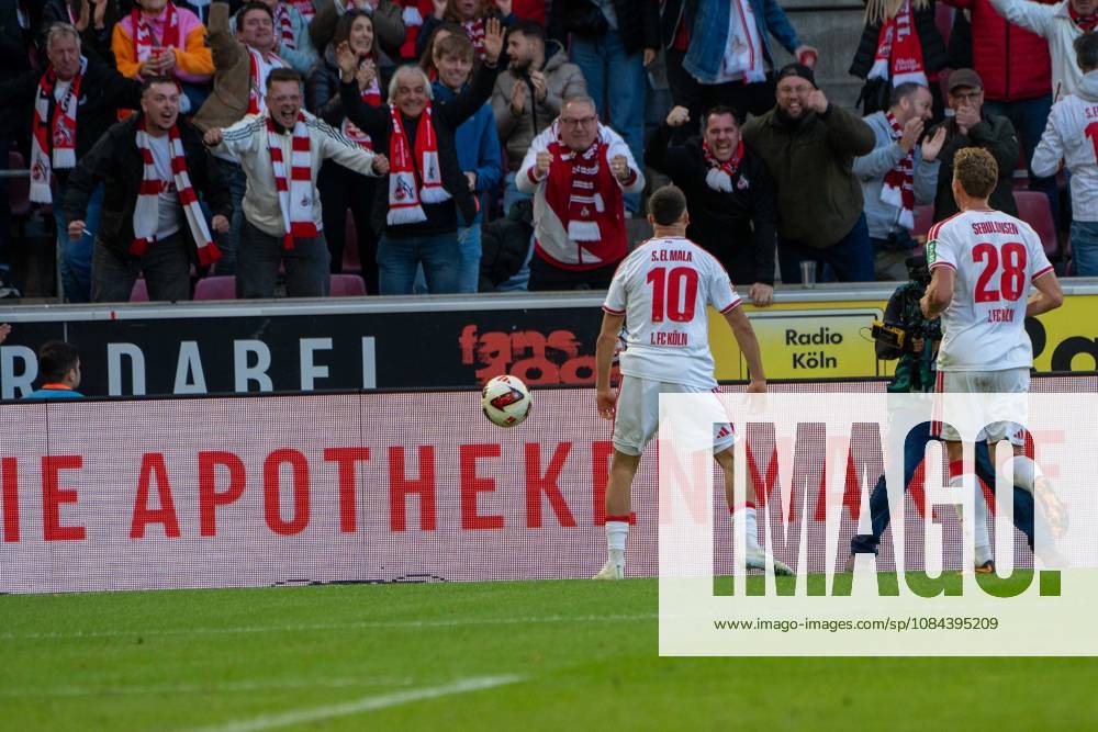Said El-Mala, Mittelfeld, (1.FC Koeln 10), beim Jubel nach dem 2:1, 1. FC Koeln vs. Borussia Moenchengladbach, Fussball, 1. Bundesliga, 5. Spieltag, 11.10.2026 DFB DFL regulations prohibit any use of photographs as image sequences and or quasi-video Koeln Nordrhein-Westfalen Deutschland