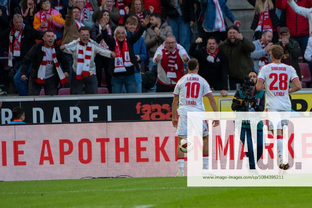 Said El-Mala, Mittelfeld, (1.FC Koeln 10), beim Jubel nach dem 2:1, 1. FC Koeln vs. Borussia Moenchengladbach, Fussball, 1. Bundesliga, 5. Spieltag, 11.10.2026 DFB DFL regulations prohibit any use of photographs as image sequences and or quasi-video Koeln Nordrhein-Westfalen Deutschland