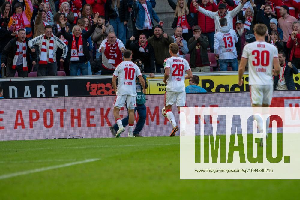 Said El-Mala, Mittelfeld, (1.FC Koeln 10), beim Jubel nach dem 2:1, 1. FC Koeln vs. Borussia Moenchengladbach, Fussball, 1. Bundesliga, 5. Spieltag, 11.10.2026 DFB DFL regulations prohibit any use of photographs as image sequences and or quasi-video Koeln Nordrhein-Westfalen Deutschland