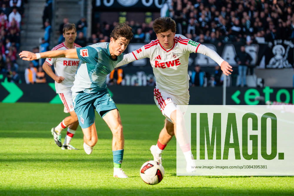 Deutschland: 1.Bundesliga 2026 2027, 5. Spieltag, 1.FC Köln vs Borussia Mönchengladbach, Sonntag, 11.10.2026 RheinEnergie-Stadion (Köln-Nordrhein-Westfalen): Mikey Moore (1.FC Köln,74) Zweikampf, Spielszene, Duell, duel, tackle, tackling, Dynamik, Action, Aktion gegen Philipp Sander (Borussia Mönchengladbach,16) Köln RheinEnergier-Stadion, Köln Deutschland