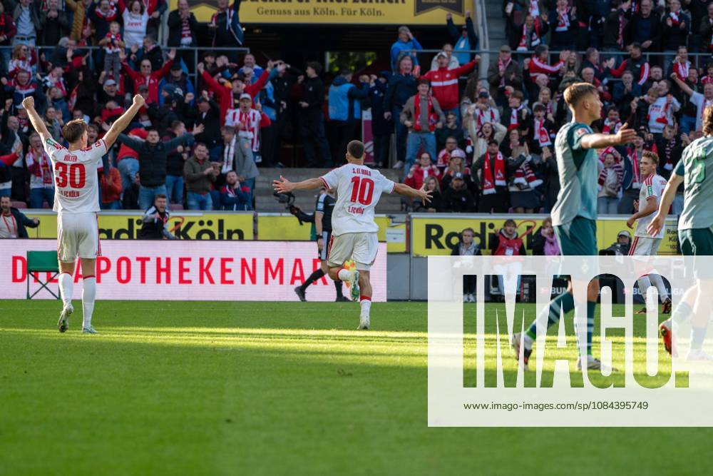 Said El-Mala, Mittelfeld, (1.FC Koeln 10), beim Jubel nach dem 2:1, 1. FC Koeln vs. Borussia Moenchengladbach, Fussball, 1. Bundesliga, 5. Spieltag, 11.10.2026 DFB DFL regulations prohibit any use of photographs as image sequences and or quasi-video Koeln Nordrhein-Westfalen Deutschland