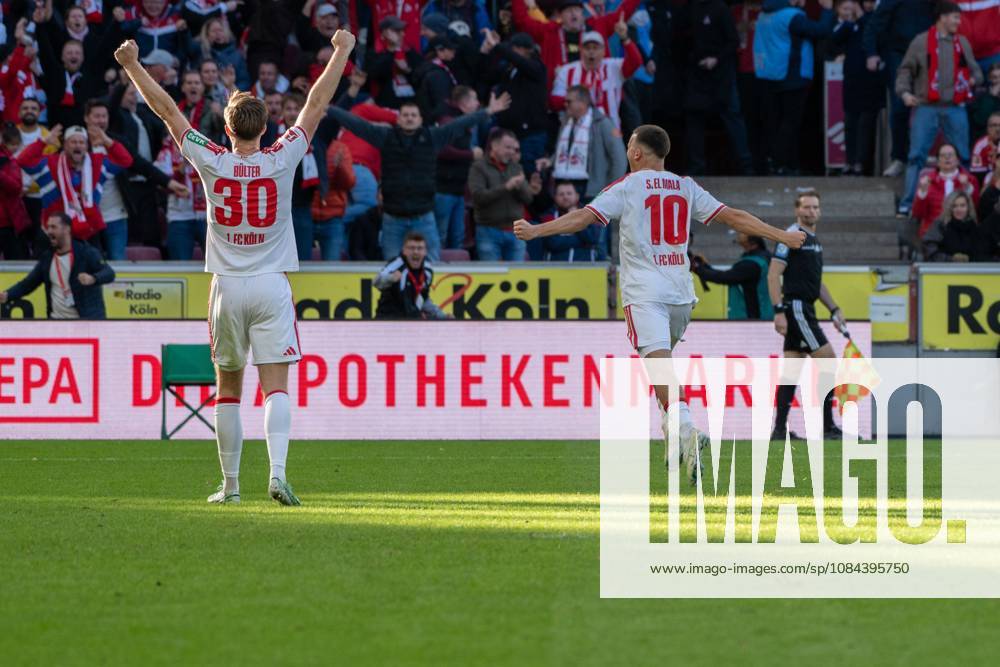 Said El-Mala, Mittelfeld, (1.FC Koeln 10), beim Jubel nach dem 2:1, 1. FC Koeln vs. Borussia Moenchengladbach, Fussball, 1. Bundesliga, 5. Spieltag, 11.10.2026 DFB DFL regulations prohibit any use of photographs as image sequences and or quasi-video Koeln Nordrhein-Westfalen Deutschland