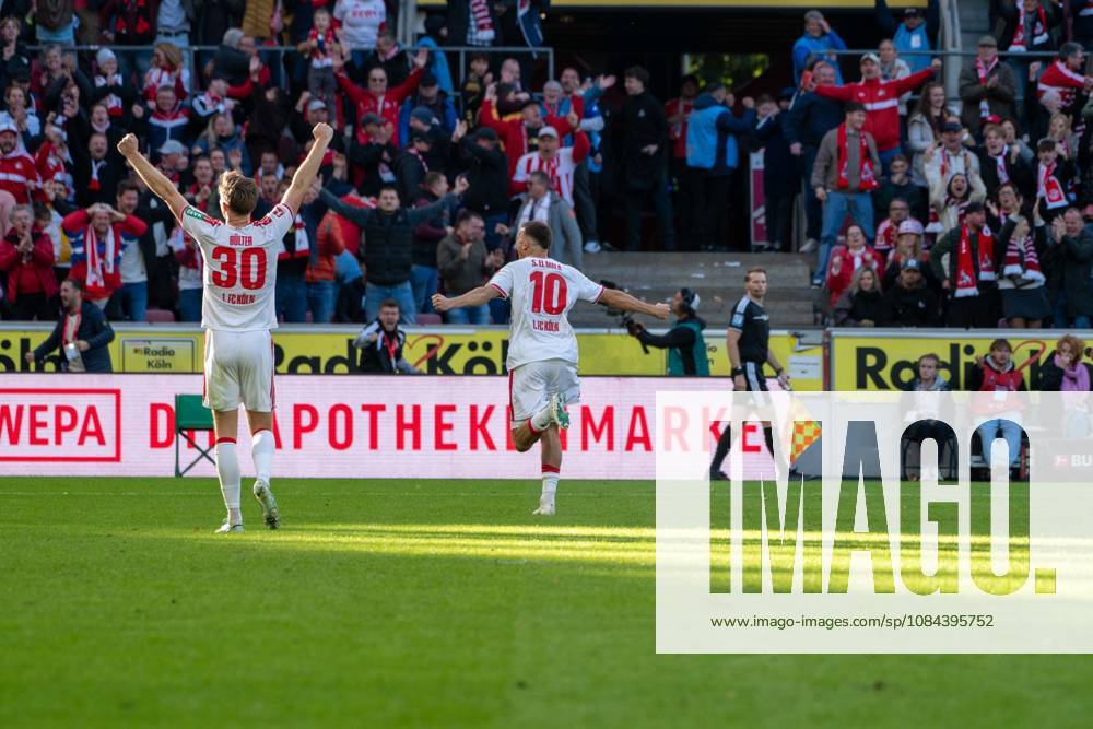 Said El-Mala, Mittelfeld, (1.FC Koeln 10), beim Jubel nach dem 2:1, 1. FC Koeln vs. Borussia Moenchengladbach, Fussball, 1. Bundesliga, 5. Spieltag, 11.10.2026 DFB DFL regulations prohibit any use of photographs as image sequences and or quasi-video Koeln Nordrhein-Westfalen Deutschland