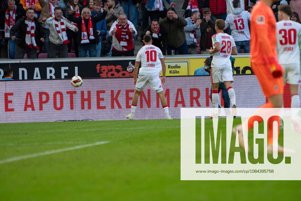 Said El-Mala, Mittelfeld, (1.FC Koeln 10), beim Jubel nach dem 2:1, 1. FC Koeln vs. Borussia Moenchengladbach, Fussball, 1. Bundesliga, 5. Spieltag, 11.10.2026 DFB DFL regulations prohibit any use of photographs as image sequences and or quasi-video Koeln Nordrhein-Westfalen Deutschland