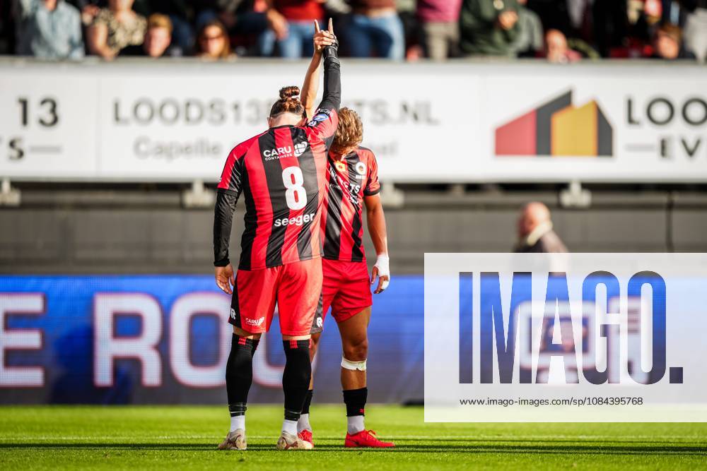 , Stadium Woudestein , season 2026 2027 , Dutch Eredivisie football , match between Excelsior Rotterdam and FC Groningen , picture shows Excelsior Rotterdam player Irakli Yegoian celebrates his goal with Excelsior Rotterdam player Lennart Hartjes Excelsior - Groningen x208173117x