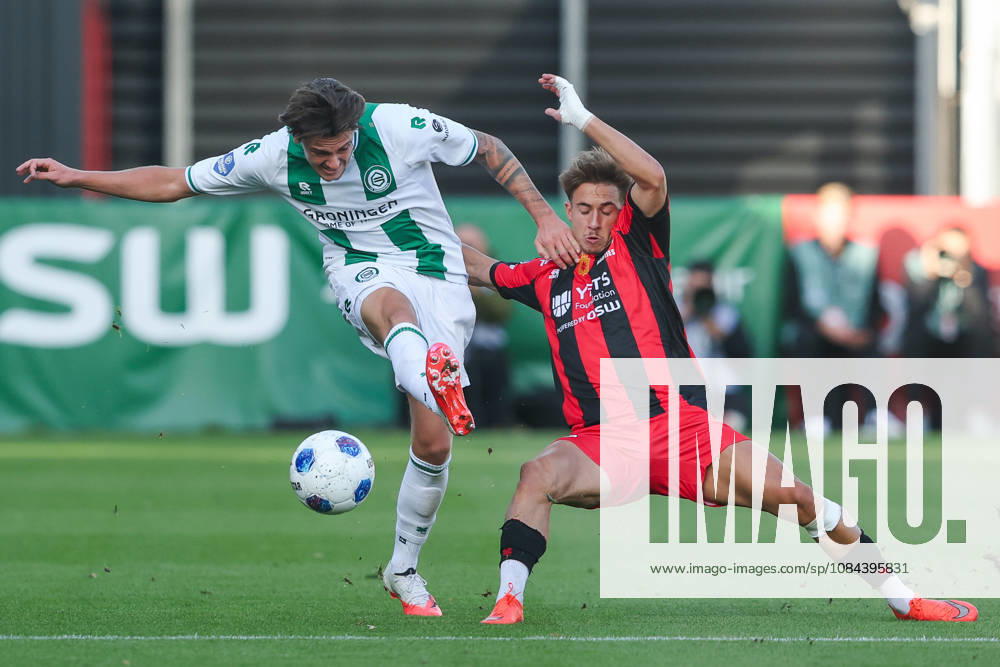 2026-10-11 Excelsior Rotterdam v FC Groningen - Dutch Eredivisie ROTTERDAM, NETHERLANDS - OCTOBER 11: Tika de Jonge of FC Groningen is challenged by Lennard Hartjes of Excelsior Rotterdam during the Dutch Eredivisie match between Excelsior Rotterdam and FC Groningen at Stadion Woudestein on October 11, 2026 in Rotterdam, Netherlands. Rotterdam Stadion Woudestein Netherlands Content not available for redistribution in The Netherlands directly or indirectly through any third parties.