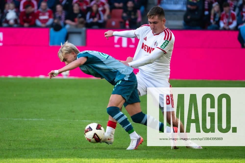 Deutschland: 1.Bundesliga 2026 2027, 5. Spieltag, 1.FC Köln vs Borussia Mönchengladbach, Sonntag, 11.10.2026 RheinEnergie-Stadion (Köln-Nordrhein-Westfalen): Isak Johannesson (1.FC Köln, 8) Zweikampf, Spielszene, Duell, duel, tackle, tackling, Dynamik, Action, Aktion gegen Fritz Fleck (Borussia Mönchengladbach, 27) Köln RheinEnergier-Stadion, Köln Deutschland