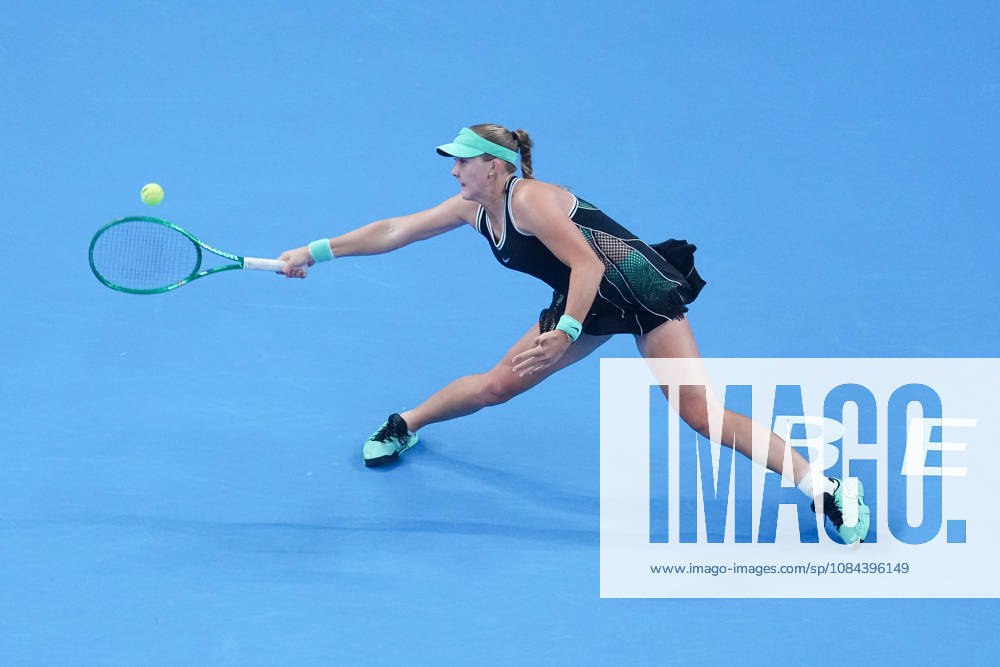 (261011) -- BEIJING, Oct. 11, 2026 -- Mirra Andreeva hits a return during the women s singles final between Zheng Qinwen of China and Mirra Andreeva of Russia at 2026 China Open tennis tournament in Beijing, China, Oct. 11, 2026. ) (SP)CHINA-BEIJING-TENNIS-CHINA OPEN-WOMEN S SINGLES-FINAL (CN) JuxHuanzong