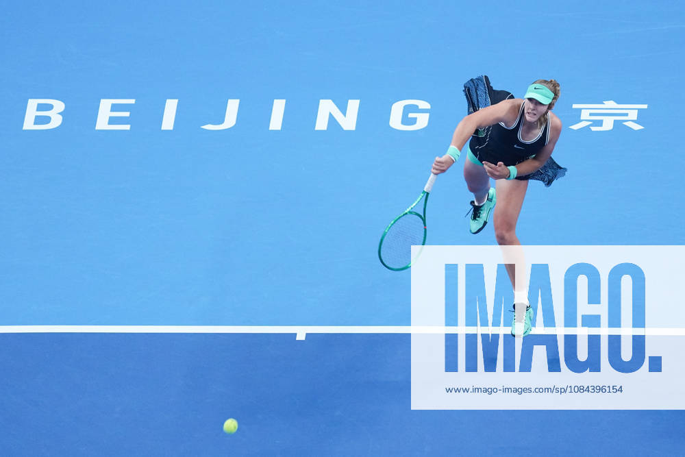 (261011) -- BEIJING, Oct. 11, 2026 -- Mirra Andreeva serves during the women s singles final between Zheng Qinwen of China and Mirra Andreeva of Russia at 2026 China Open tennis tournament in Beijing, China, Oct. 11, 2026. ) (SP)CHINA-BEIJING-TENNIS-CHINA OPEN-WOMEN S SINGLES-FINAL (CN) JuxHuanzong