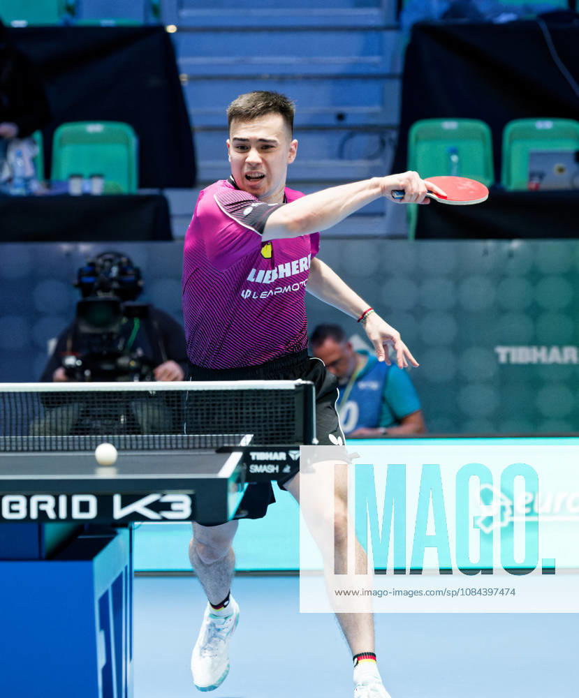 Kay Stumper Post SV Muelhausen Germany (foto-ms1291b) at the 2026 European Table tennis, Tischtennis Championships in Ljubljana LJUBLJANA, SLOVENIA - 11 OCTOBER 2026: Kay Stumper Post SV Muelhausen Germany (foto-ms1291b) in action at the European Table Tennis Championships in Stozice Arena, Ljubljana, Slovenia (Photo by Manfred Schillings) Ljubljana Stozice Arena Slovenia