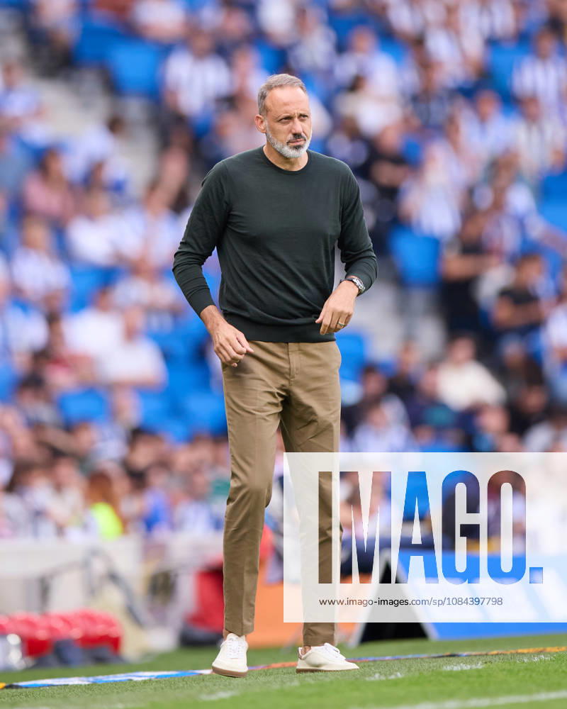 Pellegrino Matarazzo head coach of Real Sociedad looks on during the LaLiga EA Sports match between Real Sociedad and RC Deportivo de A Coruna at Anoeta on October 11, 2026, in San Sebastian, Spain. Real Sociedad V RC Deportivo De La Coruna - La Liga EA Sports - ZUMAa181 20261011_zaa_a181_133