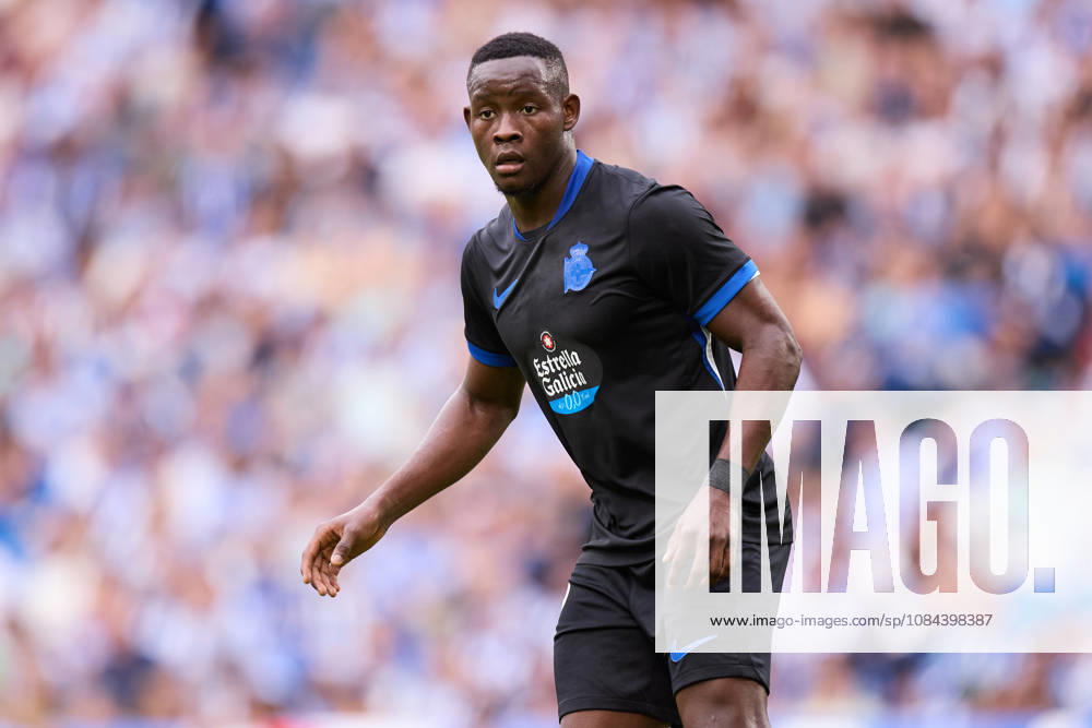 Bil Nsongo of RC Deportivo de A Coruna looks on during the LaLiga EA Sports match between Real Sociedad and RC Deportivo de A Coruna at Anoeta on October 11, 2026, in San Sebastian, Spain. San Sebastian Spain - ZUMAa181 20261011_zaa_a181_130