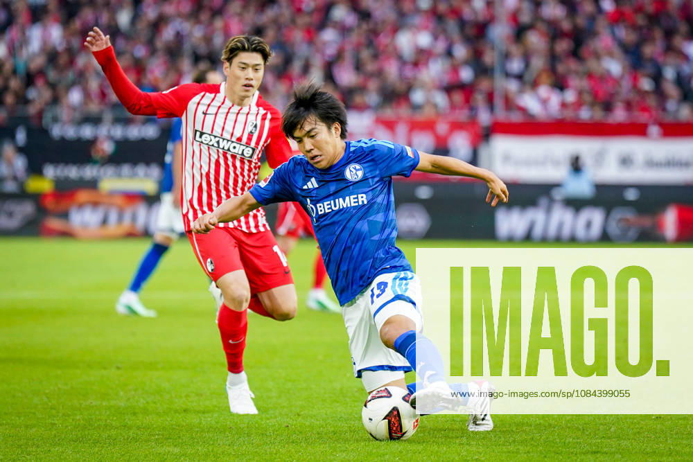 Deutschland: Fußball Bundesliga 2026 - 2027, 5. Spieltag - SC Freiburg - FC Schalke 04 - Europa-Park-Stadion (Freiburg): Satoshi Tanaka (FC Schalke 04, 13) Yuito Suzuki (SC Freiburg, 14)