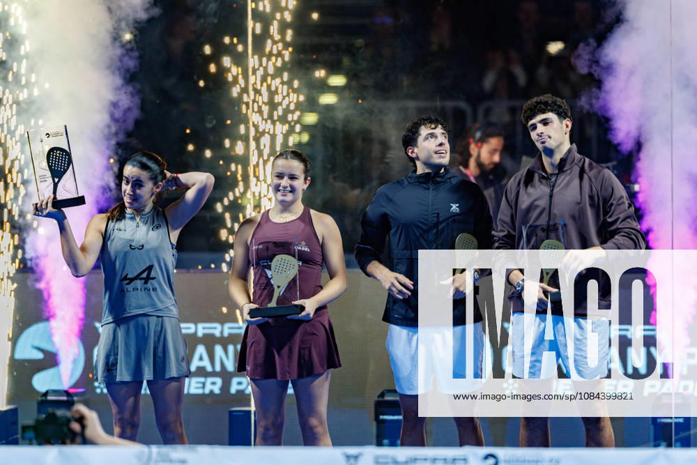 DÜSSELDORF, GERMANY - 11 OCTOBER 2026: Image shows award ceremony of CUPRA Germany Premier Padel P2 2026 Winners Arturo Coello (ESP), Agustin Tapia (ARG), Martina Calvo (ESP) and Claudia Fernandez Sanchez (ESP) during CUPRA Germany Premier Padel P2 2026 Day 8: Finals at CASTELLO Düsseldorf on 11 10 2026 in Düsseldorf, Germany. Germany