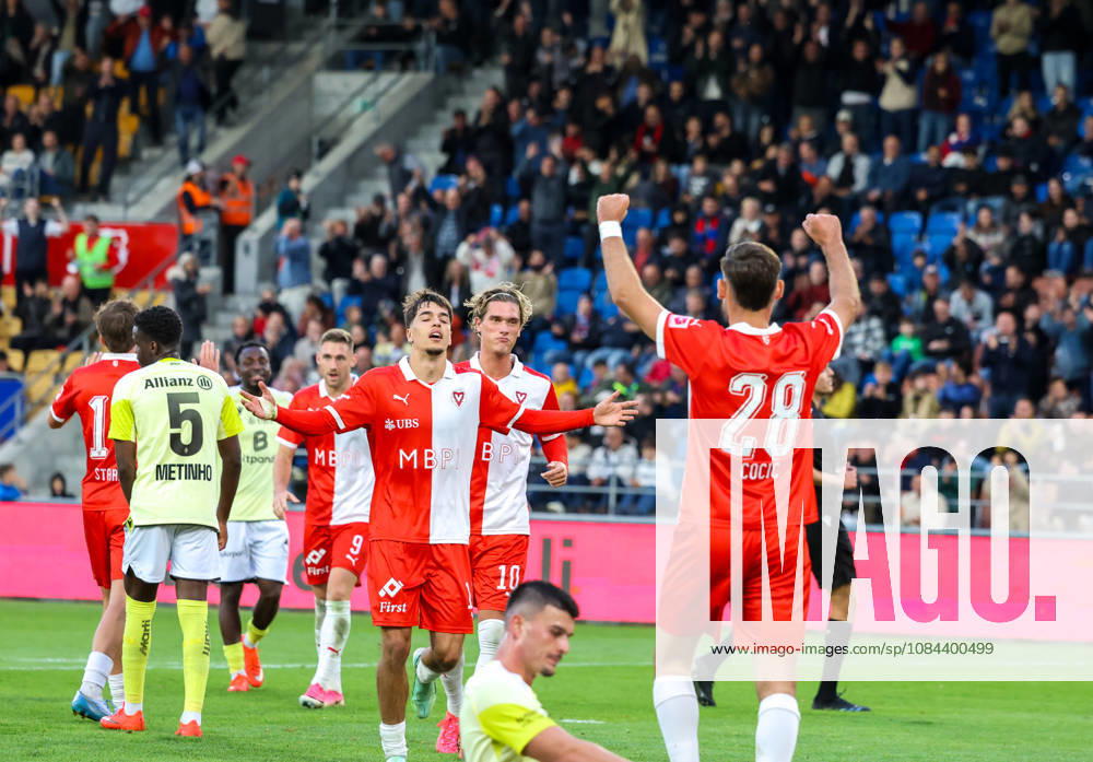 Fussball: Liechtenstein: Brack Super League 2026 2027 - 10. Spieltag, 11.10.2026, 16:30 Uhr - FC Vaduz vs. FC Basel 1893 - Rheinpark Stadion (Vaduz, Liechtenstein); Torjubel 3:0 FC Vaduz Vaduz Rheinparkstadion Vaduz Liechtenstein