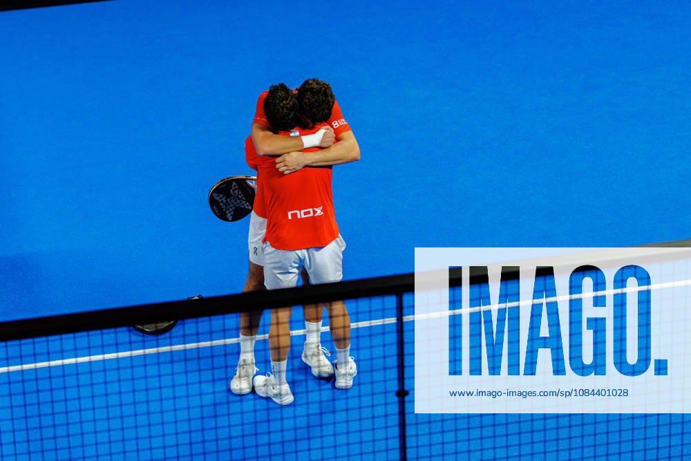 DÜSSELDORF, GERMANY - 11 OCTOBER 2026: Image shows the victory celebration of Arturo Coello (ESP) and Agustin Tapia (ARG) during CUPRA Germany Premier Padel P2 2026 Day 8: Finals at CASTELLO Düsseldorf on 11 10 2026 in Düsseldorf, Germany. Germany