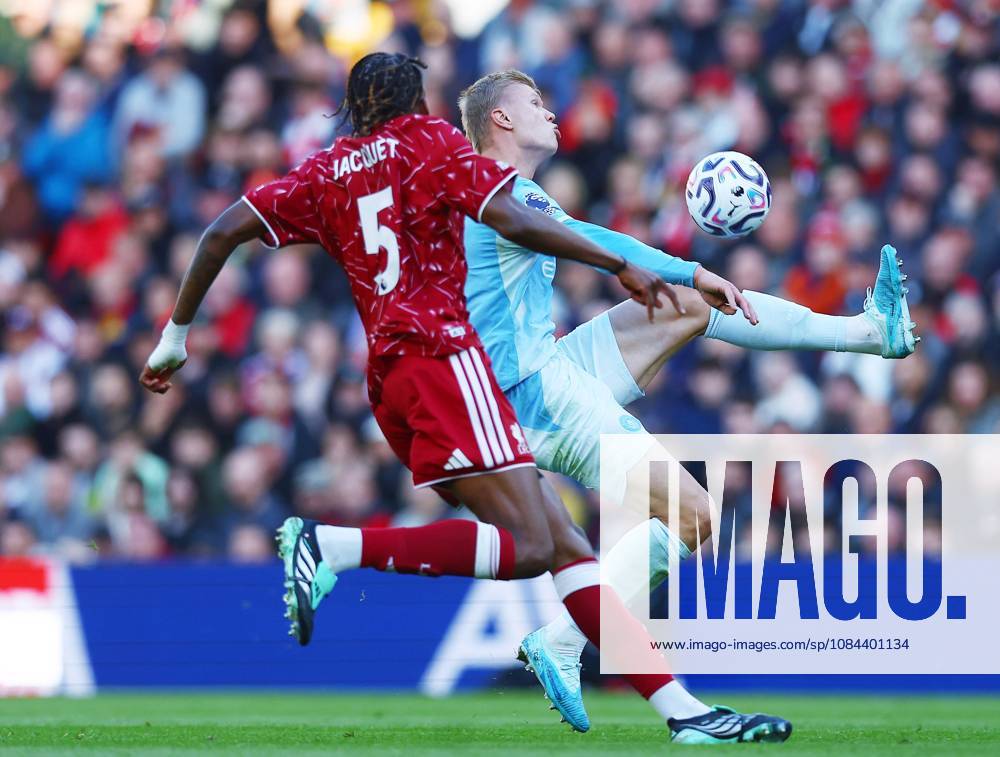 Erling Haaland of Manchester City and Jeremy Jacquet of Liverpool Liverpool v Manchester City, Premier League, Football, Anfield, Liverpool, UK - 11 Oct 2026Liverpool Anfield United Kingdom