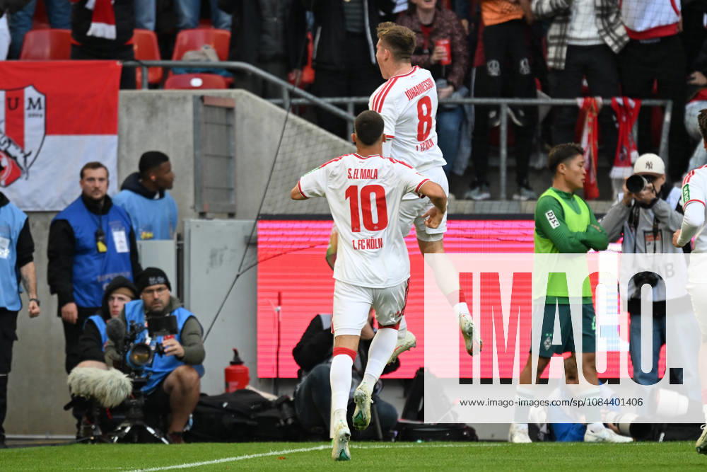 Isak Johannesson (Koeln 8) jubelt nach dem Tor zum 1:0 mit Said El Mala (Koeln 10) 11.10.2026 ¢ Fussball ¢ 1. FC Koeln vs Borussia Moenchengladbach, RheinEnergieStadion, Koeln, DFB DFL REGULATIONS PROHIBIT ANY USE OF PHOTOGRAPHS AS IMAGE SEQUENCES AND OR QUASI-VIDEO NRW Germany