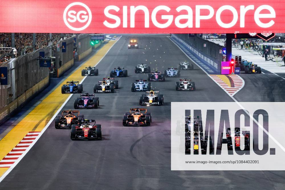Start, VERSTAPPEN Max (nld), Red Bull Racing Ford RB22, portrait Singapore 2026 HAMILTON Lewis (gbr), Scuderia Ferrari SF-26, portrait Singapore 2026 03 VERSTAPPEN Max (nld), Red Bull Racing Ford RB22, action, 16 LECLERC Charles (mco), Scuderia Ferrari SF-26, action, 44 HAMILTON Lewis (gbr), Scuderia Ferrari SF-26, action, start of the race, depart, during the 2026 Formula 1 Singapore Grand Prix, 17th round of the 2026 Formula One World Championship, WM, Weltmeisterschaft from October 9 to 11, 2026 on the Marina Bay Street Circuit, in Singapore, Singapore - Photo Julien Delfosse DPPI Singapore