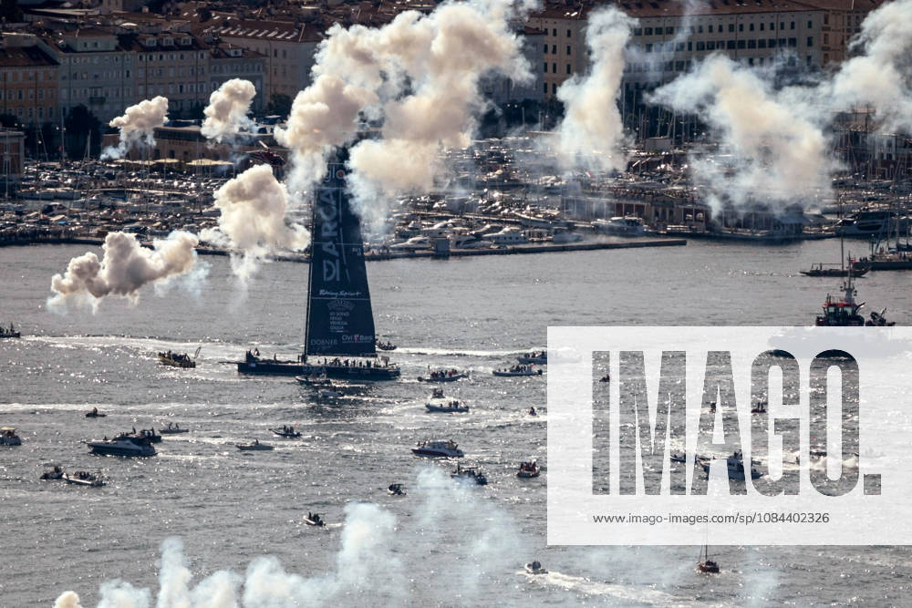 Barcolana 58 Regatta in Trieste TRIESTE, ITALY - OCTOBER 11: Celebrations for Arca take place in Trieste, Italy on October 11, 2026. The 58th edition of the Barcolana sailing regatta was held in the Gulf of Trieste, where 1,885 professional and amateur sailing boats competed in the largest sailing competition in the world. The Barcolana Autumn Cup was won by Furio Benussi aboard ARCA SGR with a time of 1 hour, 5 minutes, and 9 seconds. Valeria Ferraro Anadolu Trieste Spain. Editorial use only. Please get in touch for any other usage.