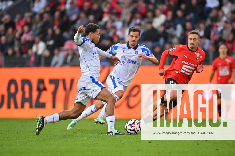 Stade Rennais FC v AJ Auxerre - Ligue 1 McDonald s 2026 2027 Kevin DANOIS of Auxerre and Romain FAIVRE of Auxerre , Valentin RONGIER of Rennes during Ligue 1 McDonald s match between Rennes and Auxerre at Roazhon Park on October 11, 2026 in Rennes, France. Rennes France