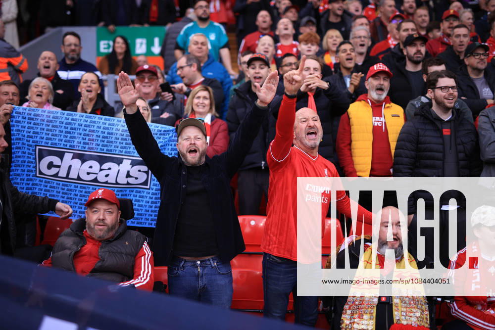 Liverpool v Manchester City 11th October 2026 - Premier League - Liverpool v Manchester City - Liverpool fans hold up a banner commenting on the guilty Manchester City financial verdict - Photo: Simon Stacpoole Offside. Liverpool UK