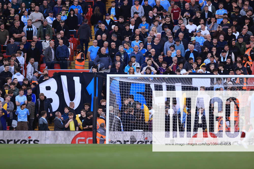 Liverpool v Manchester City 11th October 2026 - Premier League - Liverpool v Manchester City - Manchester City fans unveil a banner criticising the verdict against their financial breaches - Photo: Simon Stacpoole Offside. Liverpool UK