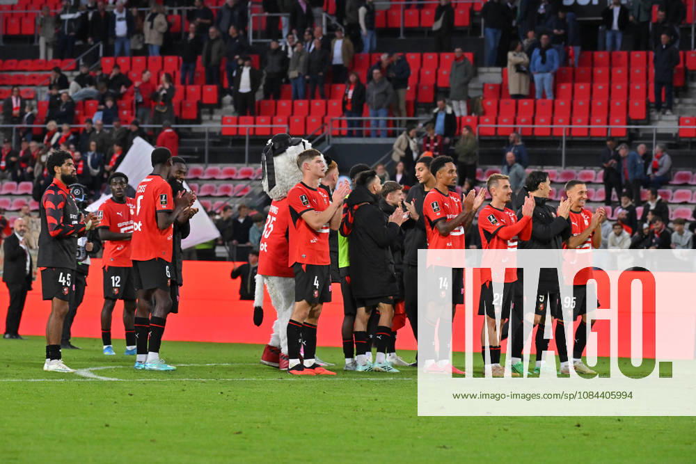 Stade Rennais FC v AJ Auxerre - Ligue 1 McDonald s 2026 2027 Charlie CRESSWELL of Stade Rennais , Bryan Reynolds of Rennes , Valentin RONGIER of Rennes and team during Ligue 1 McDonald s match between Rennes and Auxerre at Roazhon Park on October 11, 2026 in Rennes, France. Rennes France