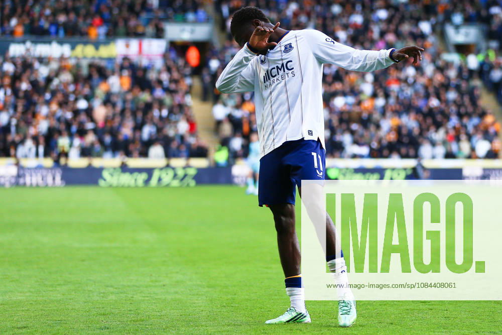 KINGSTON UPON HULL, ENGLAND, OCTOBER 11: Thierno Barry of Everton FC celebrates scoring his teams second goal during a Premier League 2026-27 match between Hull City and Everton FC at the MKM Stadium on October 11, 2026 in Kingston Upon Hull, England. (Photo by Zach Forster Sports Press Photo)