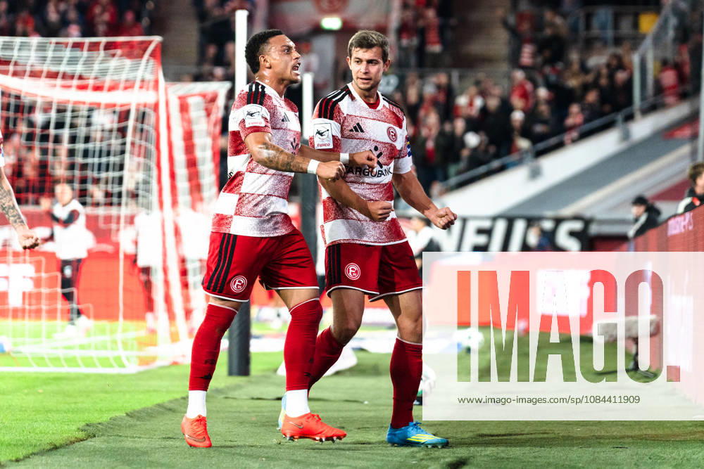 Deutschland: 3. Liga 2026 2027 Fortuna Düsseldorf vs. SC Verl 8. Spieltag 12.10.2026 Merkur Spiel-Arena (Nordrhein-Westfalen) Tor zum 1:0 durch Tim Oberdorf (Fortuna Dusseldorf, 15) Jubel Freude Emotionen Torjubel Steven van der Sloot (Fortuna Dusseldorf, 2)