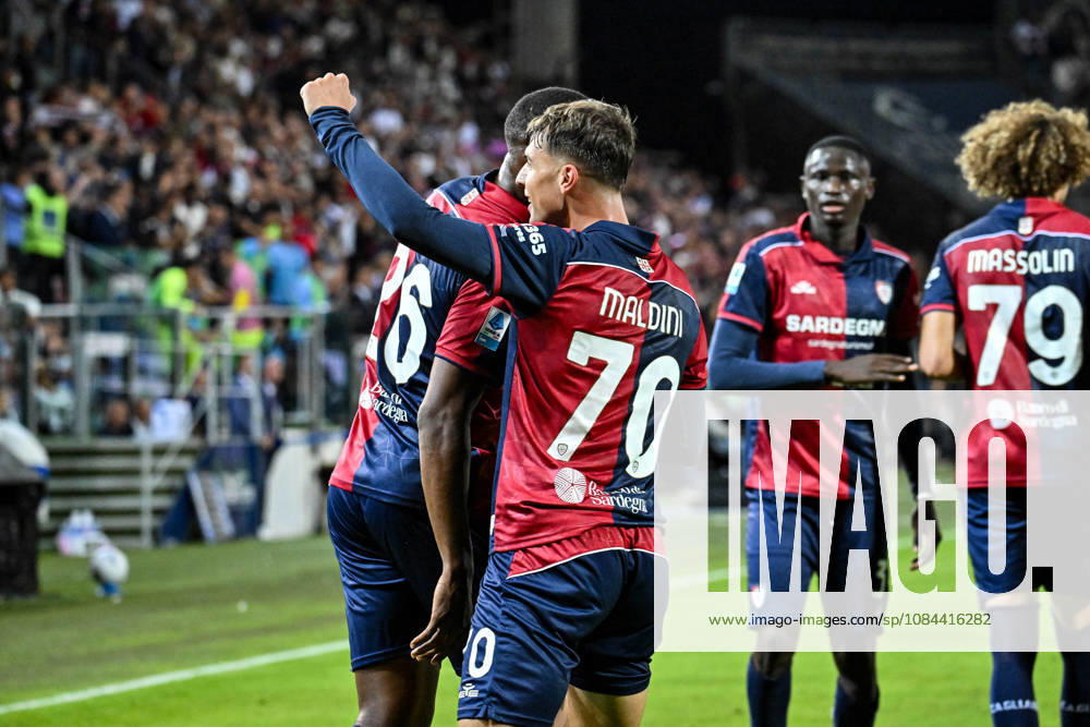 IPA89566266 - Daniel Maldini of Cagliari Calcio, Exultation, Joy, Celebration After Scoring a Goal, During the Cagliari Calcio vs. Juventus FC Italian Serie A Soccer Match in Cagliari, Italy