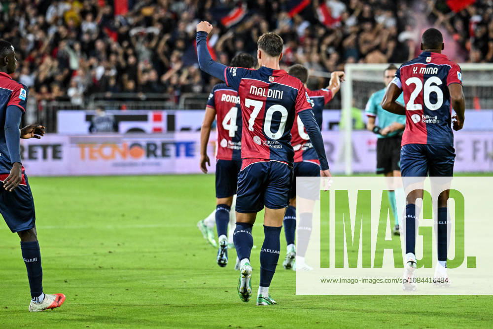 IPA89566278 - Daniel Maldini of Cagliari Calcio, Exultation, Joy, Celebration After Scoring a Goal, During the Cagliari Calcio vs. Juventus FC Italian Serie A Soccer Match in Cagliari, Italy