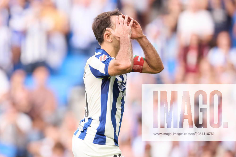 Mikel Oyarzabal of Real Sociedad reacts during the LaLiga EA Sports match between Real Sociedad and RC Deportivo de A Coruna at Anoeta on October 11, 2026, in San Sebastian, Spain. Real Sociedad V RC Deportivo De La Coruna - La Liga EA Sports - ZUMAa181 20261011_zaa_a181_351