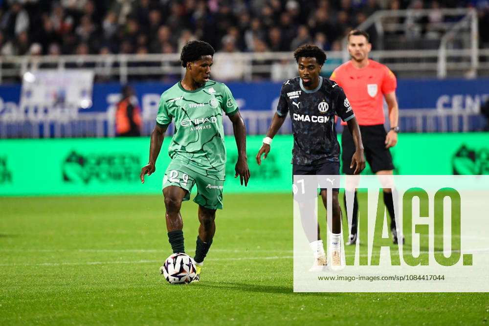 ESTAC Troyes v Olympique de Marseille - Ligue 1 McDonald s 2026 2027 Karim DERMANE of Troyes and Angel GOMES of Marseille during Ligue 1 McDonald s match between Troyes and Marseille at Stade de l Aube on October 11, 2026 in Troyes, France. Troyes France