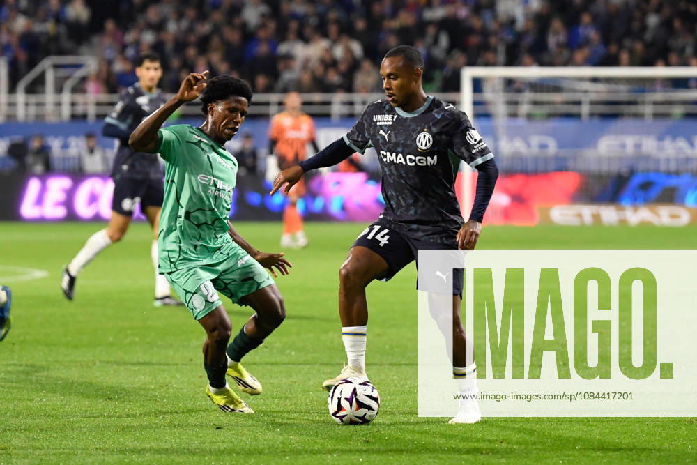 ESTAC Troyes v Olympique de Marseille - Ligue 1 McDonald s 2026 2027 Igor PAIXAO of Olympique de Marseille and Karim DERMANE of Troyes during Ligue 1 McDonald s match between Troyes and Marseille at Stade de l Aube on October 11, 2026 in Troyes, France. Troyes France