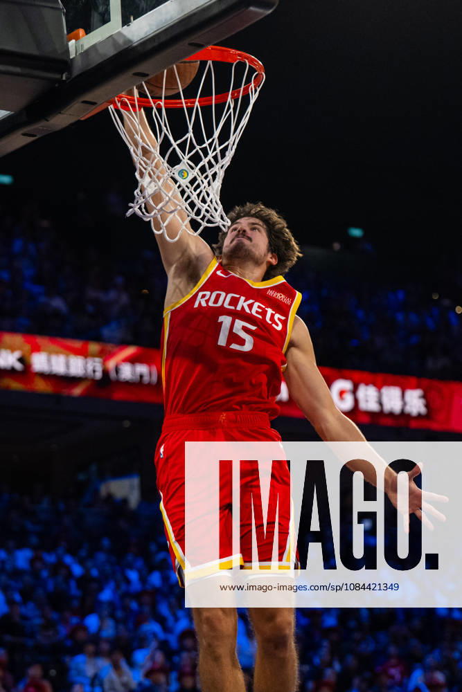(261011) -- MACAO, Oct. 11, 2026 -- Reed Sheppard of Houston Rockets dunks during the 2026-2027 NBA, Basketball Herren, USA preseason game between Dallas Mavericks and Houston Rockets in Macao, south China, on Oct. 11, 2026. ) (SP)CHINA-MACAO-BASKETBALL-NBA PRESEASON-ROCKETS VS MAVERICKS (CN) CheongxKamxKa