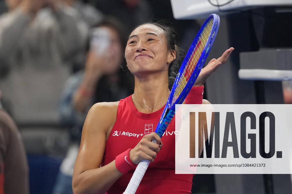 (261011) -- BEIJING, Oct. 11, 2026 -- Zheng Qinwen celebrates victory after the women s singles final between Zheng Qinwen of China and Mirra Andreeva of Russia at 2026 China Open tennis tournament in Beijing, China, Oct. 11, 2026. ) (SP)CHINA-BEIJING-TENNIS-CHINA OPEN-WOMEN S SINGLES-FINAL (CN) SunxFei