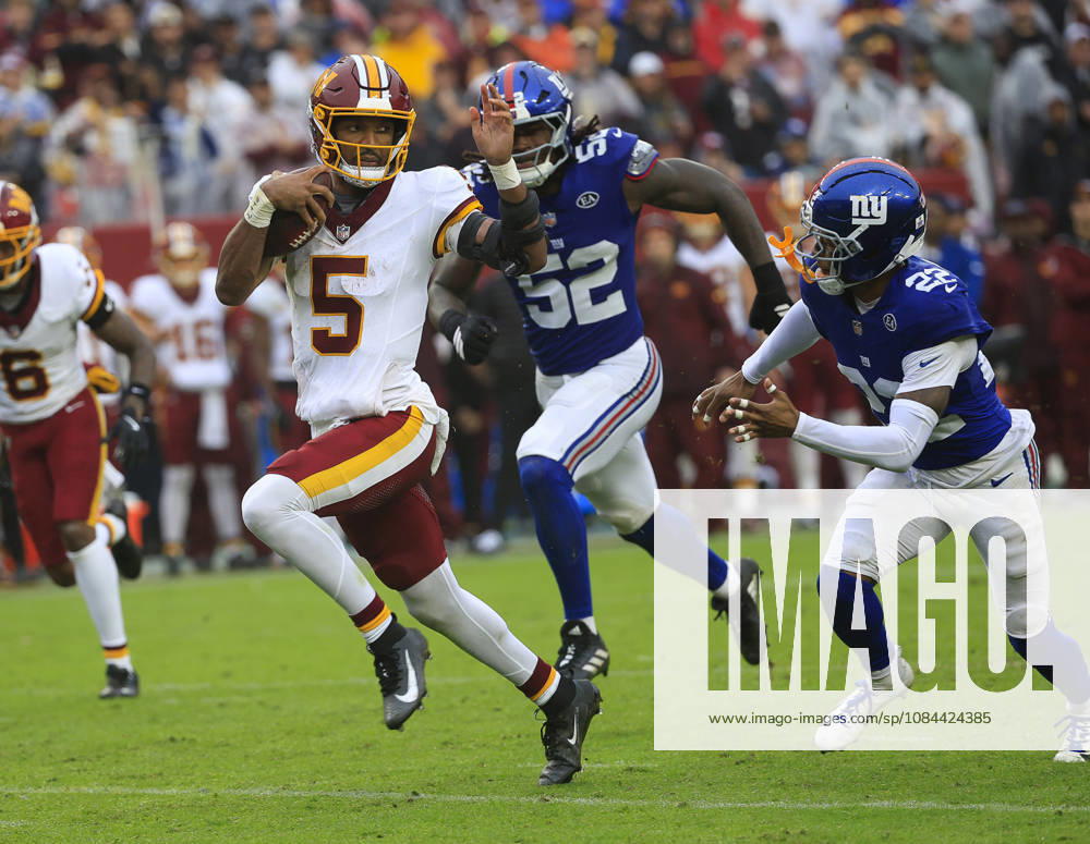 Washington Commanders QB 5 Jayden Daniels runs for a touchdown during the Washington Commanders game against the New York Giants at Northwest Stadium in Landover, MD. CSM Landover United States of America - ZUMAc04_ 20261011_zma_c04_106