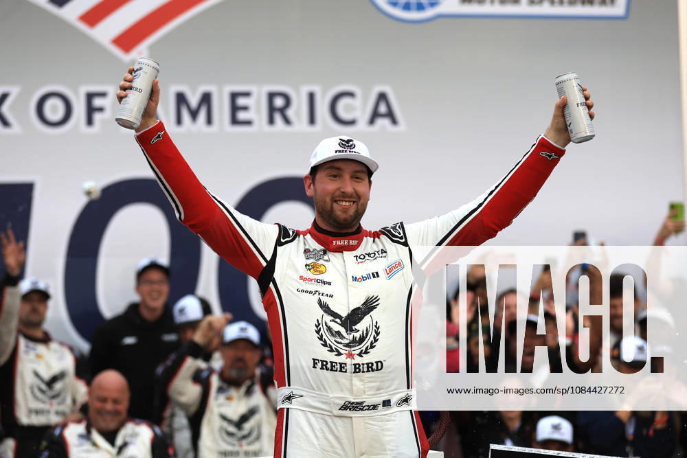 CHARLOTTE, NC - OCTOBER 11: Chase Briscoe ( 19 Joe Gibbs Racing Freebird Spring Water Toyota) celebrates after winning the NASCAR, Motorsport, USA Cup Series Playoffs Bank of America 400 race on October 11, 2026 at Charlotte Motor Speedway in Charlotte, NC. (Photo by Jeff Robinson Icon Sportswire) AUTO: OCT 11 NASCAR Cup Series Playoffs Bank of America 400 Icon2610111608400