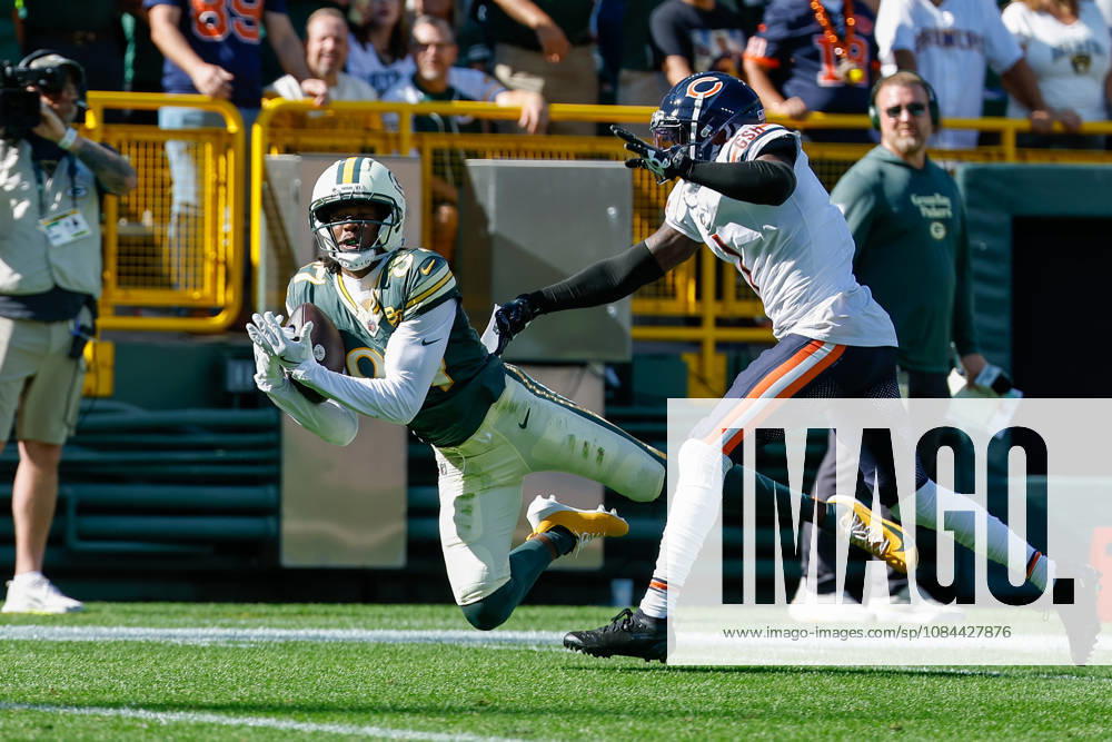 NFL, American Football Herren, USA 2026: Bears Vs Packers OCT 11 Oct 11, 2026; Green Bay, WI, USA; Green Bay Packers wide receiver Matthew Golden (0) makes a catch that was called back due to offensive pass interference during NFL game action against the Chicago Bears at Lambeau Field. Mandatory Credit: Darren Lee-Cal Media (Credit Image: Â Darren Lee Cal Sport Media) Green Bay Wi USA