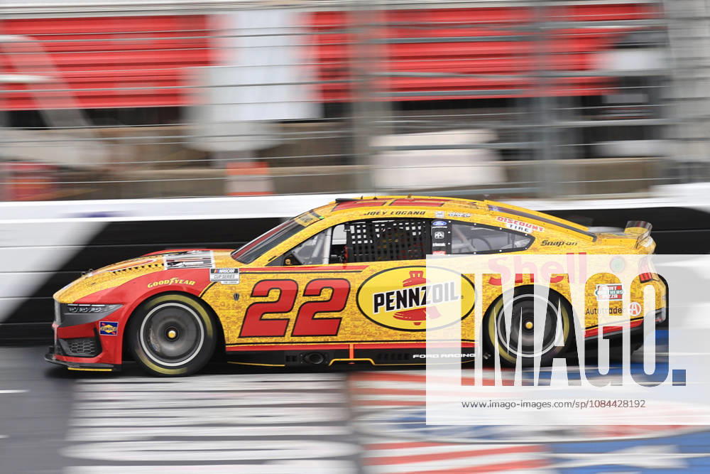 CHARLOTTE, NC - OCTOBER 11: Joey Logano ( 22 Team Penske Shell-Pennzoil Ford) races down the front stretch during the running of the NASCAR, Motorsport, USA Cup Series Playoffs Bank of America 400 race on October 11, 2026 at Charlotte Motor Speedway in Charlotte, NC. (Photo by Jeff Robinson Icon Sportswire) AUTO: OCT 11 NASCAR Cup Series Playoffs Bank of America 400 Icon26101113849400