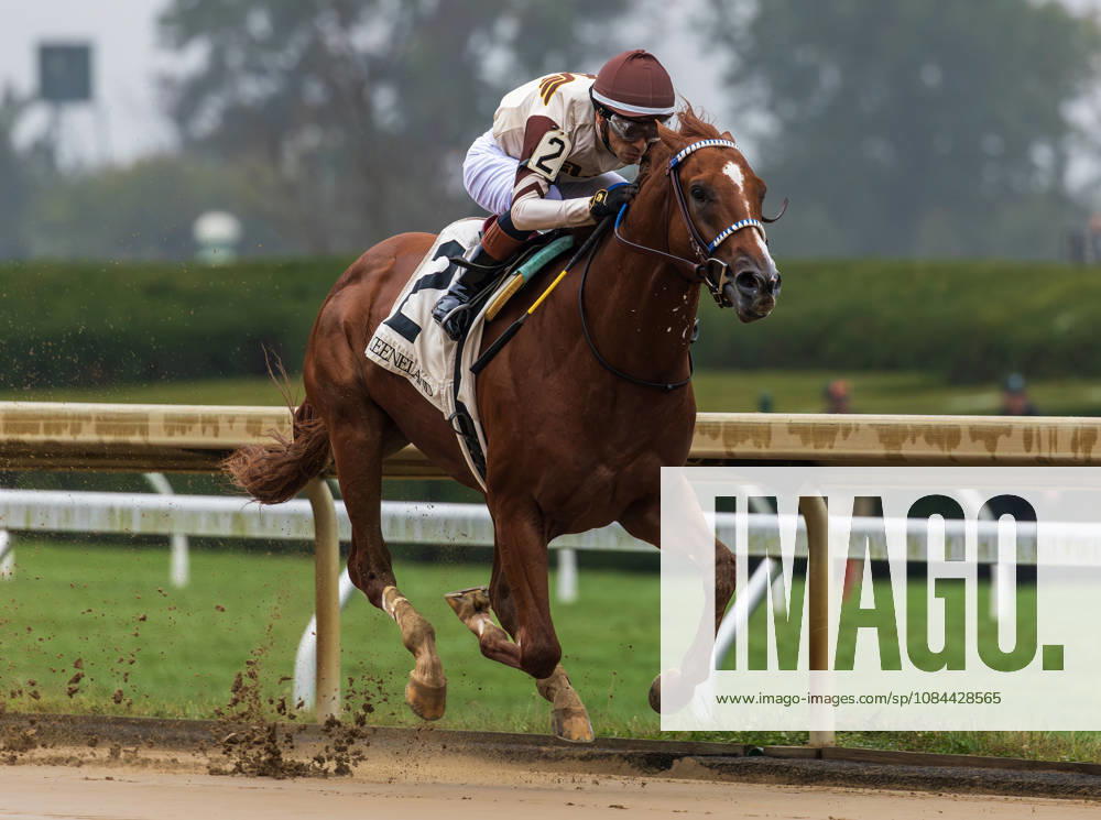 Fleetfoot Mac (2) ridden by Emmanuel Esquivel wins a maiden on Franklin Stakes Day on October 11, 2026. Candice Chavez Eclipse Sportswire CSM Lexington USA - ZUMAcs17 20261011_faf_cs17_019
