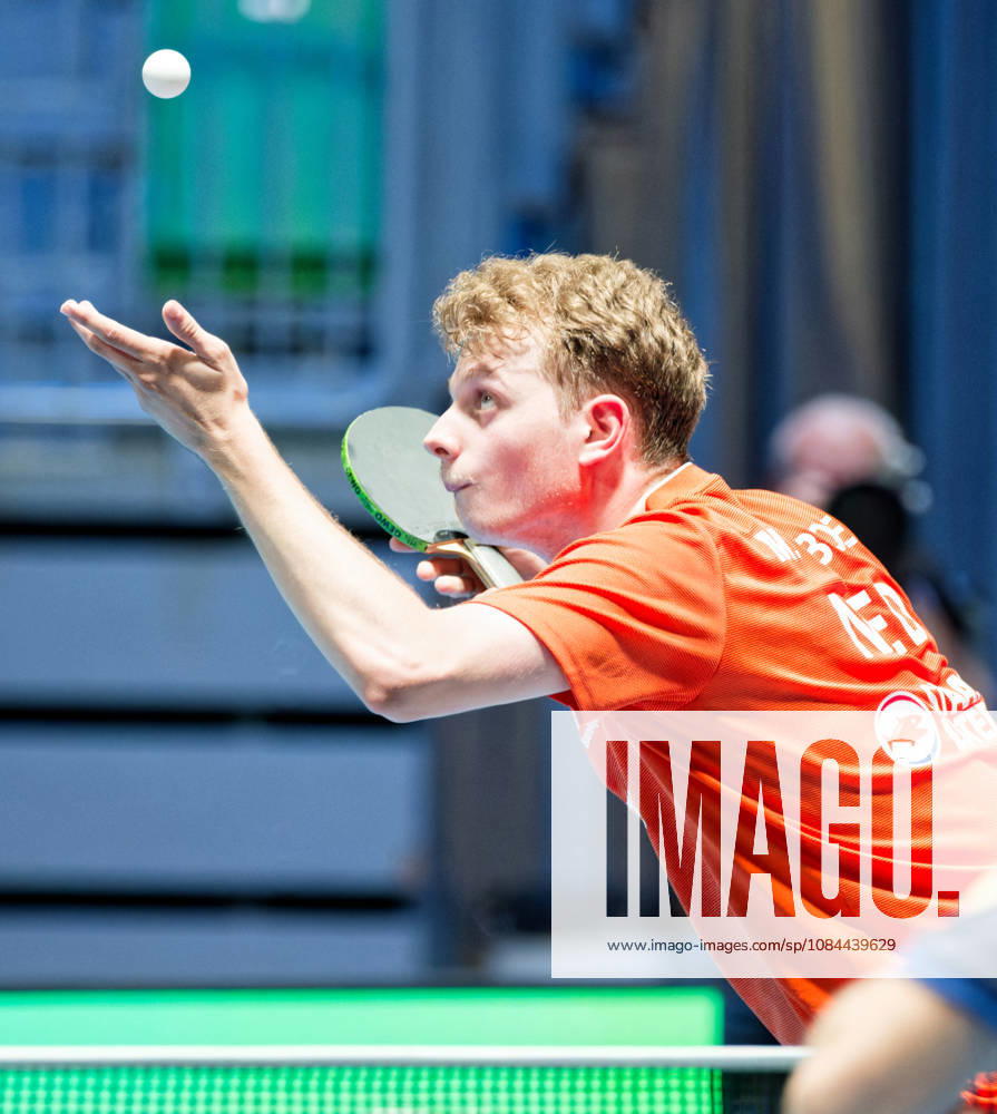Milo De Boer Netherlands (foto-ms1468b) at the 2026 European Table tennis, Tischtennis Championships in Ljubljana LJUBLJANA, SLOVENIA - 12 OCTOBER 2026: Milo De Boer Netherlands (foto-ms1468b) in action at the European Table Tennis Championships in Stozice Arena, Ljubljana, Slovenia (Photo by Manfred Schillings) Ljubljana Stozice Arena Slovenia