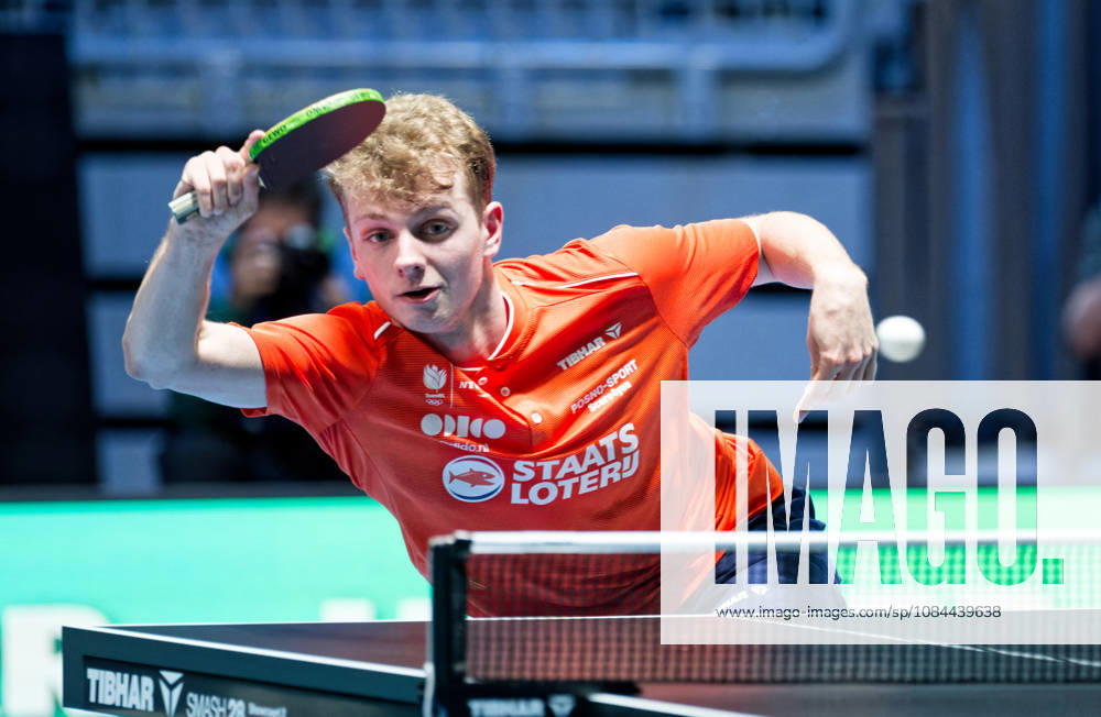 Milo De Boer Netherlands (foto-ms1472b) at the 2026 European Table tennis, Tischtennis Championships in Ljubljana LJUBLJANA, SLOVENIA - 12 OCTOBER 2026: Milo De Boer Netherlands (foto-ms1472b) in action at the European Table Tennis Championships in Stozice Arena, Ljubljana, Slovenia (Photo by Manfred Schillings) Ljubljana Stozice Arena Slovenia