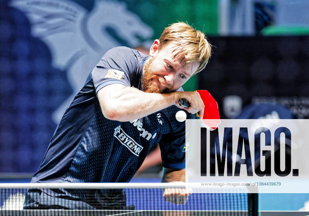 Elias Ranefur Sweden (foto-ms1477ba) at the 2026 European Table tennis, Tischtennis Championships in Ljubljana LJUBLJANA, SLOVENIA - 12 OCTOBER 2026: Elias Ranefur Sweden (foto-ms1477ba) in action at the European Table Tennis Championships in Stozice Arena, Ljubljana, Slovenia (Photo by Manfred Schillings) Ljubljana Stozice Arena Slovenia