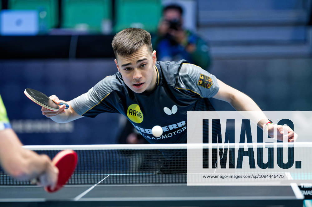 Kay Stumper Post SV Muelhausen Germany (foto-ms1480) at the 2026 European Table tennis, Tischtennis Championships in Ljubljana LJUBLJANA, SLOVENIA - 12 OCTOBER 2026: Kay Stumper Post SV Muelhausen Germany (foto-ms1480) in action at the European Table Tennis Championships in Stozice Arena, Ljubljana, Slovenia (Photo by Manfred Schillings) Ljubljana Stozice Arena Lisbon Slovenia