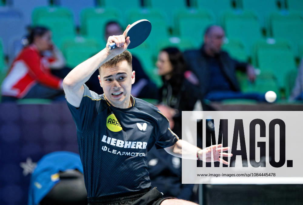 Kay Stumper Post SV Muelhausen Germany (foto-ms1491) at the 2026 European Table tennis, Tischtennis Championships in Ljubljana LJUBLJANA, SLOVENIA - 12 OCTOBER 2026: Kay Stumper Post SV Muelhausen Germany (foto-ms1491) in action at the European Table Tennis Championships in Stozice Arena, Ljubljana, Slovenia (Photo by Manfred Schillings) Ljubljana Stozice Arena Lisbon Slovenia