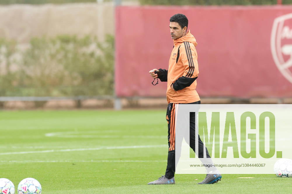 Arsenal Training & Media Conference, Champions League Arsenal Manager Mikel Arteta looks during the Arsenal training session at the Arsenal FC Training Centre, ahead of UEFA Champions League Matchday 2 v Lille, London Colney, England on 12 October 2026 Credit: Tiego Grenho Every Second Media Editorial use only. All images are copyright Every Second Media Limited. No images may be reproduced without prior permission.