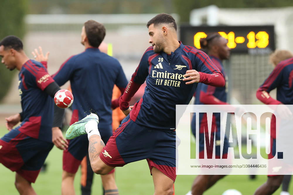 Arsenal Training & Media Conference, Champions League Bruno Guimaraes of Arsenal during the Arsenal training session at the Arsenal FC Training Centre, ahead of UEFA Champions League Matchday 2 v Lille, London Colney, England on 12 October 2026 Credit: Tiego Grenho Every Second Media Editorial use only. All images are copyright Every Second Media Limited. No images may be reproduced without prior permission.